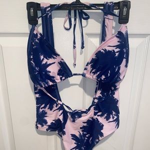 NEVER WORN 2 piece bikini top and over the shoulder bottoms